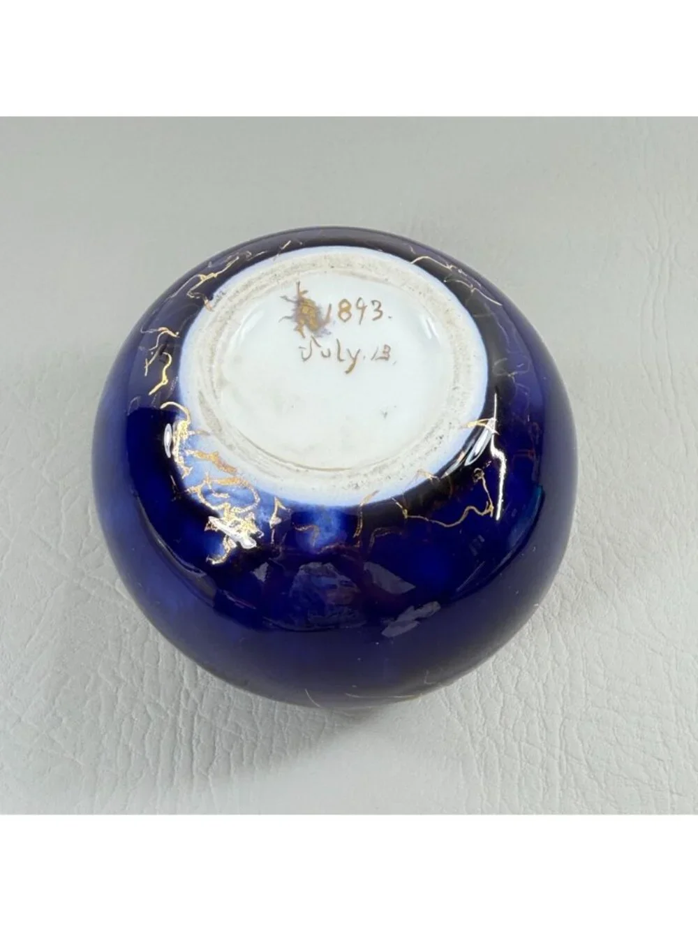 Antique Ernst Wahliss Vienna Porcelain Rose Bowl Cobalt Gold Art Nouveau 1893